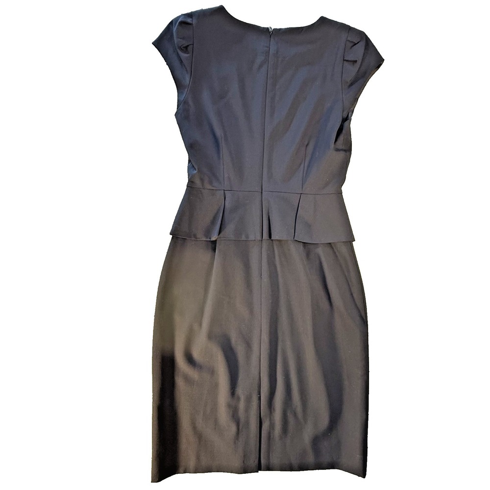 J Crew Peplum Dress Size 0 Stretch Wool Navy Sheath Classic Preppy - Picture 3 of 10